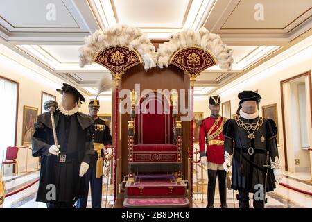 Rom 10. November 2019. Die Sommerresidenz des Papstes, die großen Räume und die fertige Ausstattung. Stockfoto