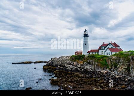 Fantastischer Blick auf den Portland Head Lighthouse Portland Maine USA Stockfoto