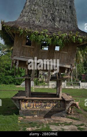 Traditionelle Holzkonstruktion von Fataluku-Menschen in Lospalos, Lauten. Timor Leste (Osttimor). Stockfoto