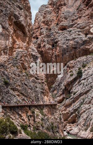 "Caminito del rey", ein Ort in den Bergen von Málaga zum Wandern. Stockfoto