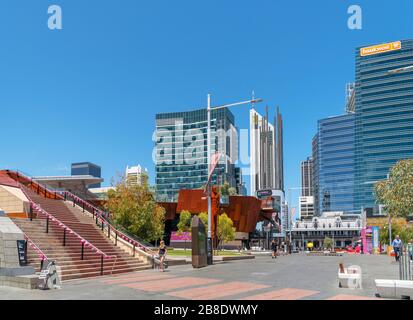 Skyline des Central Business District vom Yagan Square, Perth, Western Australia, Australien Stockfoto