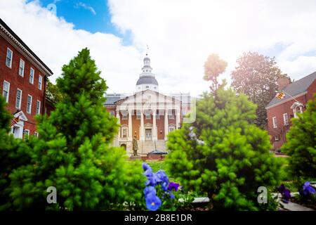 Maryland State House Kapitol Gebäude und Ort vieler historischer Ereignisse, die im Jahr 1779 Annapolis MA, USA, errichtet wurden Stockfoto