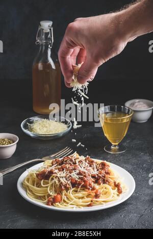 Spaghetti mit Bolognese Sauce Stockfoto