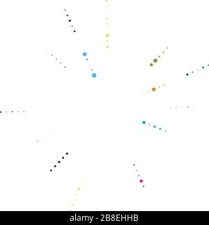 Zufällige Punkte, Kreise abstrakt. Sprenkel, radial gepunktet, strahlend, kreisförmige geometrische Abbildung. Polka-dots, pointillist, pointillism Design elemen Stock Vektor