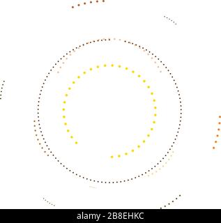 Zufällige Punkte, Kreise abstrakt. Sprenkel, radial gepunktet, strahlend, kreisförmige geometrische Abbildung. Polka-dots, pointillist, pointillism Design elemen Stock Vektor