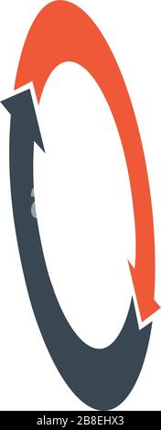 Symbol für 360-Grad-Rundpfeile. Mathematisches Geometriesymbol. Volle Drehung. 3D-Ansicht. Darstellung des Stock-Vektors auf weißem Hintergrund isoliert. Stock Vektor