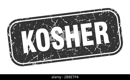 Koscherer Stempel. Koscheres, quadratisches, grunzliches schwarzes Schild. Stock Vektor