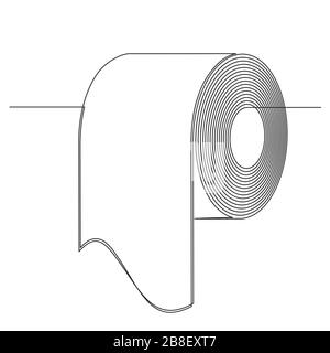 Rolle des toilettenpapiers in einer durchgehenden, langen Zeichnungsart. Schwarzweiß-Vektorgrafiken für Ihr Design. Panikeinkäufe, erhöhte Nachfrage Stock Vektor