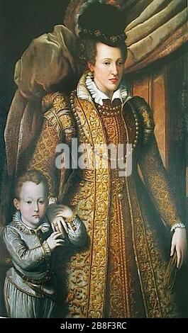 Giovanni Bizzelli Juana de Austria con su hijo Filippo 1586 Uffizien. Stockfoto