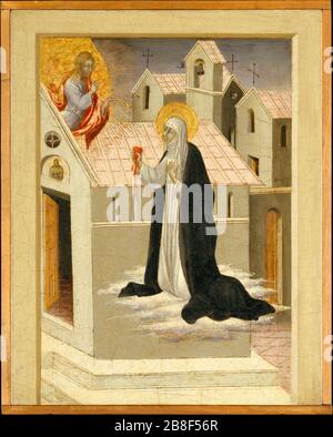 Giovanni di Paolo, die heilige Katharina von Siena, tauscht ihr Herz mit Christus aus. Stockfoto