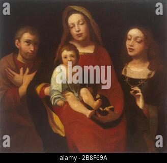 Giovanni Francesco Caroto - Madonna und Kind mit den Sts Franziskus und Katharina Stockfoto