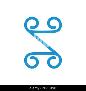 Buchstaben s Kurven spiralförmiges Symbol Vektor Stock Vektor