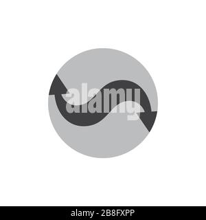 Kurven entgegengesetzte Richtung Pfeile einfaches Design Logo Vektor Stock Vektor
