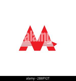 Buchstabe m Streifen schneller Pfeil geometrischer Logo-Vektor Stock Vektor