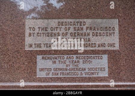 Goethe-Schillerdenkmal - Goldenes Tor, San Francisco, CA - Stockfoto