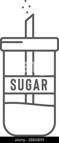 Vektorsymbol für den Zuckerspender auf weißem Hintergrund isoliert Stock Vektor