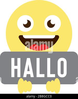 Das symbol des hallo-emoticons-Vektorsymbols ist auf weißem Hintergrund isoliert Stock Vektor