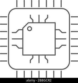 Vektorsymbol des CPU-Prozessors auf der Hauptplatine isoliert auf weißem Hintergrund Stock Vektor