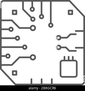 Vektorsymbol des CPU-Prozessors auf der Hauptplatine isoliert auf weißem Hintergrund Stock Vektor