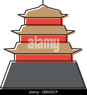 Asiatische Pagodensymbol-Architektur isoliert auf weißem Hintergrund Stock Vektor
