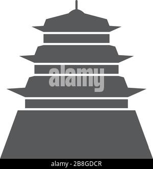 Asiatische Pagodensymbol-Architektur isoliert auf weißem Hintergrund Stock Vektor
