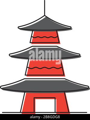 Asiatische Pagodensymbol-Architektur isoliert auf weißem Hintergrund Stock Vektor