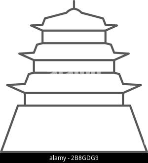 Asiatische Pagodensymbol-Architektur isoliert auf weißem Hintergrund Stock Vektor