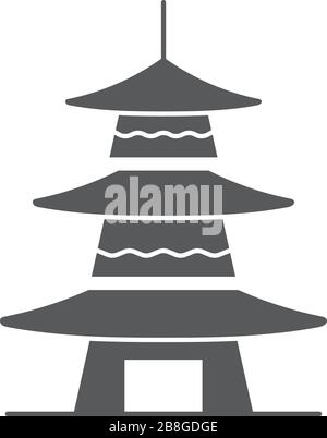 Asiatische Pagodensymbol-Architektur isoliert auf weißem Hintergrund Stock Vektor