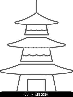 Asiatische Pagodensymbol-Architektur isoliert auf weißem Hintergrund Stock Vektor