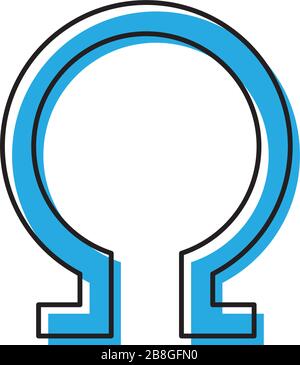 Symbol des Omega Buchstaben-Vektors auf weißem Hintergrund isoliert Stock Vektor