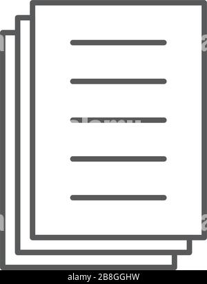 Dokument Papiere haufen Symbol Leitung, umriss Vektor Zeichen, linear style Piktogramm isoliert auf weißem Stock Vektor