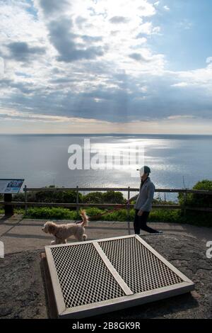 Muir Beach Overlook ist ein ausgezeichneter Ort, um den Pazifischen Ozean im Marin County, Kalifornien, zu sehen. Stockfoto