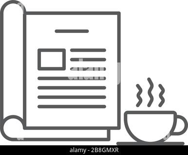 Öffnen Magazin und Kaffee Symbol Vektor auf weißem Hintergrund Stock Vektor