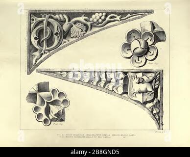 Gotische Verzierungen, ausgewählte aus verschiedenen alten Gebäuden, sowohl in England als auch in Franc, während der Jahre von 188, 186 und von 184 - Agustus Pugin 29. Stockfoto