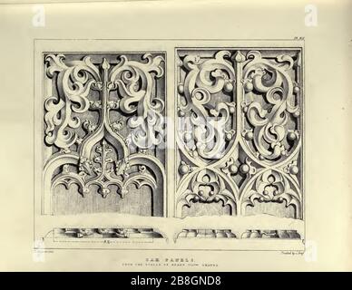 Gotische Verzierungen, ausgewählte aus verschiedenen alten Gebäuden, sowohl in England als auch in Franc, während der Jahre von 188, 186 und von 184 - Agustus Pugin 36. Stockfoto