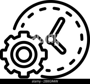 Symbol "Uhr und Zahnrad", Gliederstil Stock Vektor
