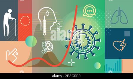 Novel Coronavirus - Respiratory Syndrome Virus - Risiko und Symptome - Abbildung als EPS 10-Datei Stock Vektor