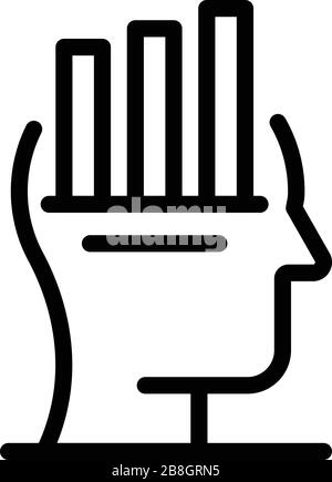 Diagramm im Kopfsymbol, Gliederungstil Stock Vektor