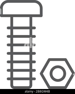 Symbol für Mutter- und Bolzenvektor auf weißem Hintergrund isoliert Stock Vektor