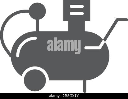 Vektorsymbol des Luftkompressors isoliert auf weißem Hintergrund Stock Vektor
