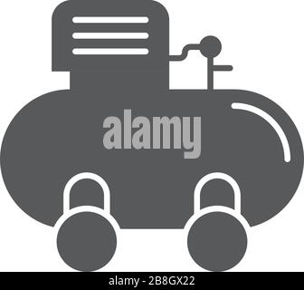 Vektorsymbol des Luftkompressors isoliert auf weißem Hintergrund Stock Vektor