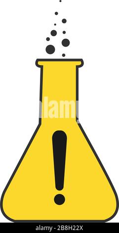 Gelbes Fase Rohr mit einem Warnzeichen. Darstellung des Stock-Vektors auf weißem Hintergrund isoliert. Stock Vektor