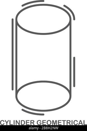 Vektorsymbol der geometrischen Figur des Zylinders isoliert auf weißem Hintergrund Stock Vektor