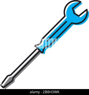 Schraubenschlüssel- und Schraubendreher-Vektorsymbol, isoliert auf weißem Hintergrund Stock Vektor