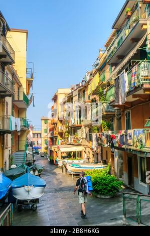 Am frühen Morgen in Riomaggiore in Cinque Terre Stockfoto