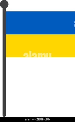 Einfache, flache ukraine Flaggenvektorillustration mit auf weißem Hintergrund isoliertem Flagpol Stock Vektor
