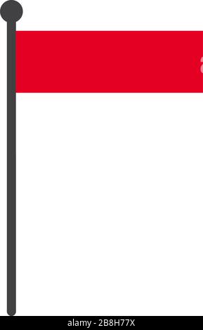 Einfache Vektorgrafiken mit flacher monaco-flagge, mit auf weißem Hintergrund isoliertem Flagpole Stock Vektor