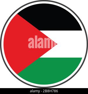 Kreisflaggen palästina oder gaza mit grauer Randvektorillustration isoliert auf weißem Vektor isoliert auf weißem Hintergrund Stock Vektor
