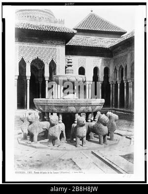 Granada. Fuente del Patio de los Leones (Alhambra) - J. Laurent. Madrid. Stockfoto