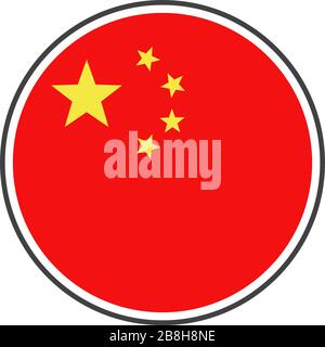 Kreis China Flagge mit Symbol Vektor auf weißem Hintergrund Stock Vektor